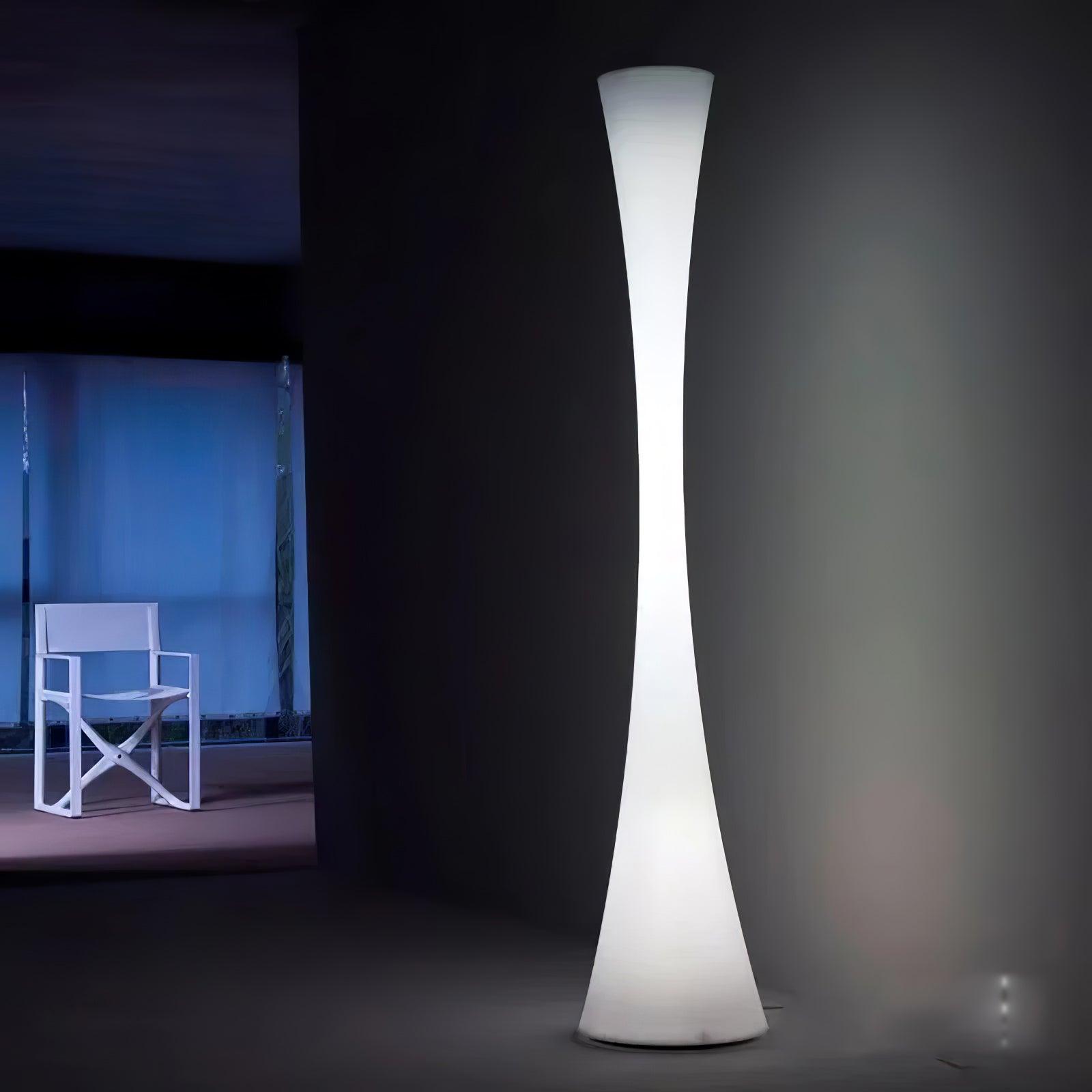 Modern Biconica Pol LED Standing Floor Lamp with Ambient Uplight in White Finish