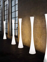 Modern Biconica Pol LED Standing Floor Lamp with Ambient Uplight in White Finish