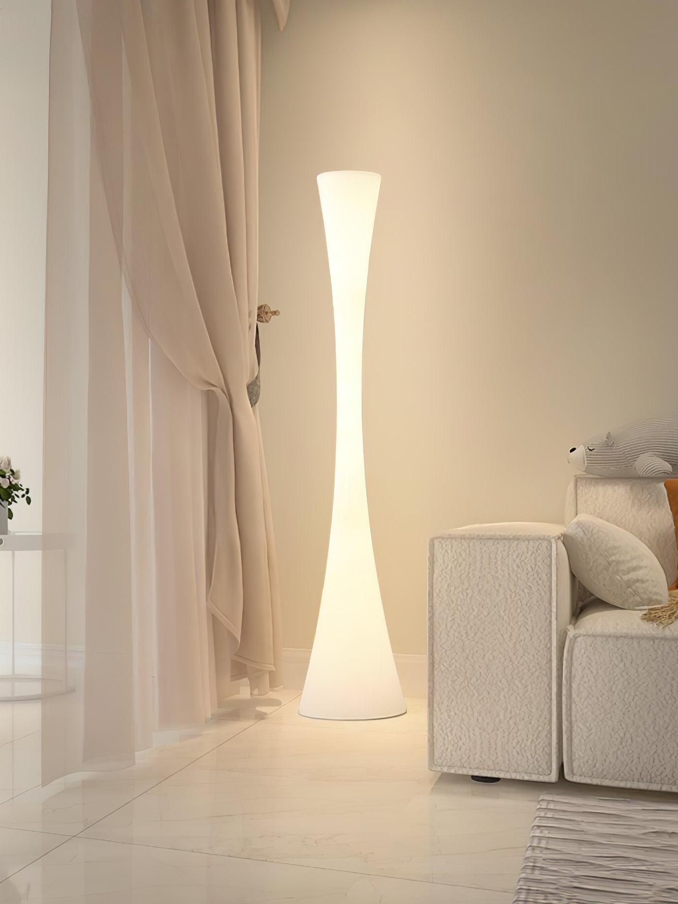 Modern Biconica Pol LED Standing Floor Lamp with Ambient Uplight in White Finish