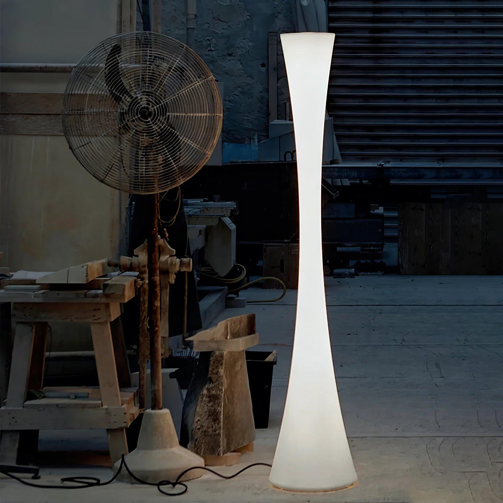 Modern Biconica Pol LED Standing Floor Lamp with Ambient Uplight in White Finish