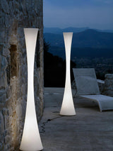 Modern Biconica Pol LED Standing Floor Lamp with Ambient Uplight in White Finish