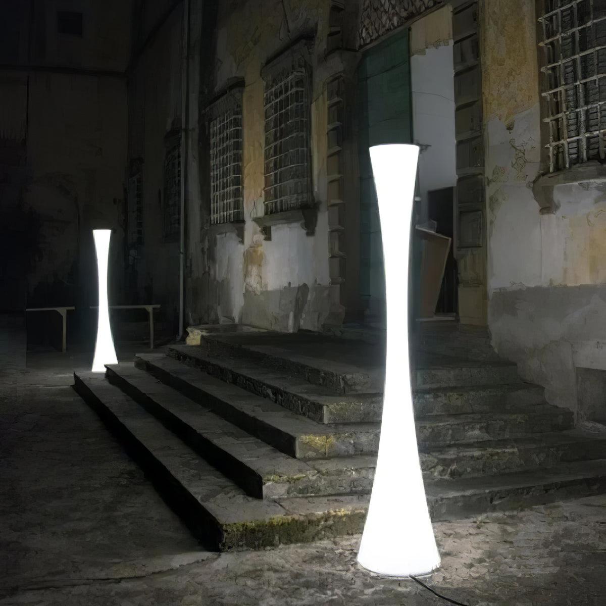 Modern Biconica Pol LED Standing Floor Lamp with Ambient Uplight in White Finish