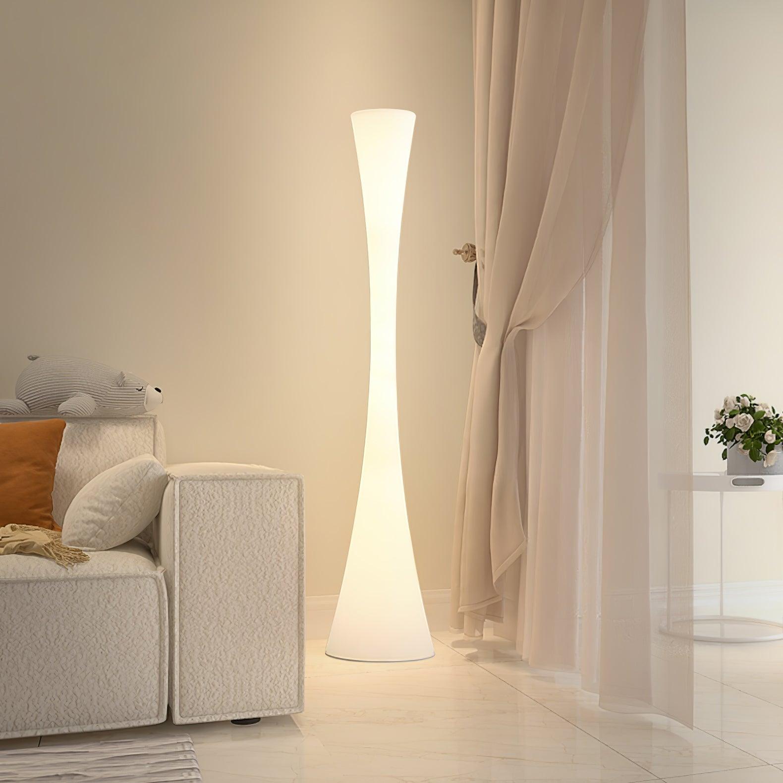 Modern Biconica Pol LED Standing Floor Lamp with Ambient Uplight in White Finish