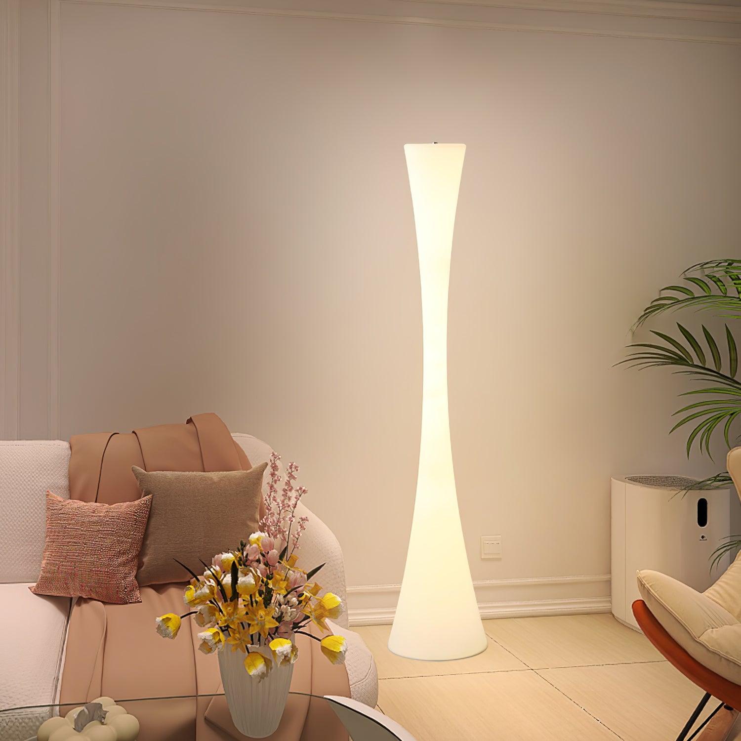 Modern Biconica Pol LED Standing Floor Lamp with Ambient Uplight in White Finish