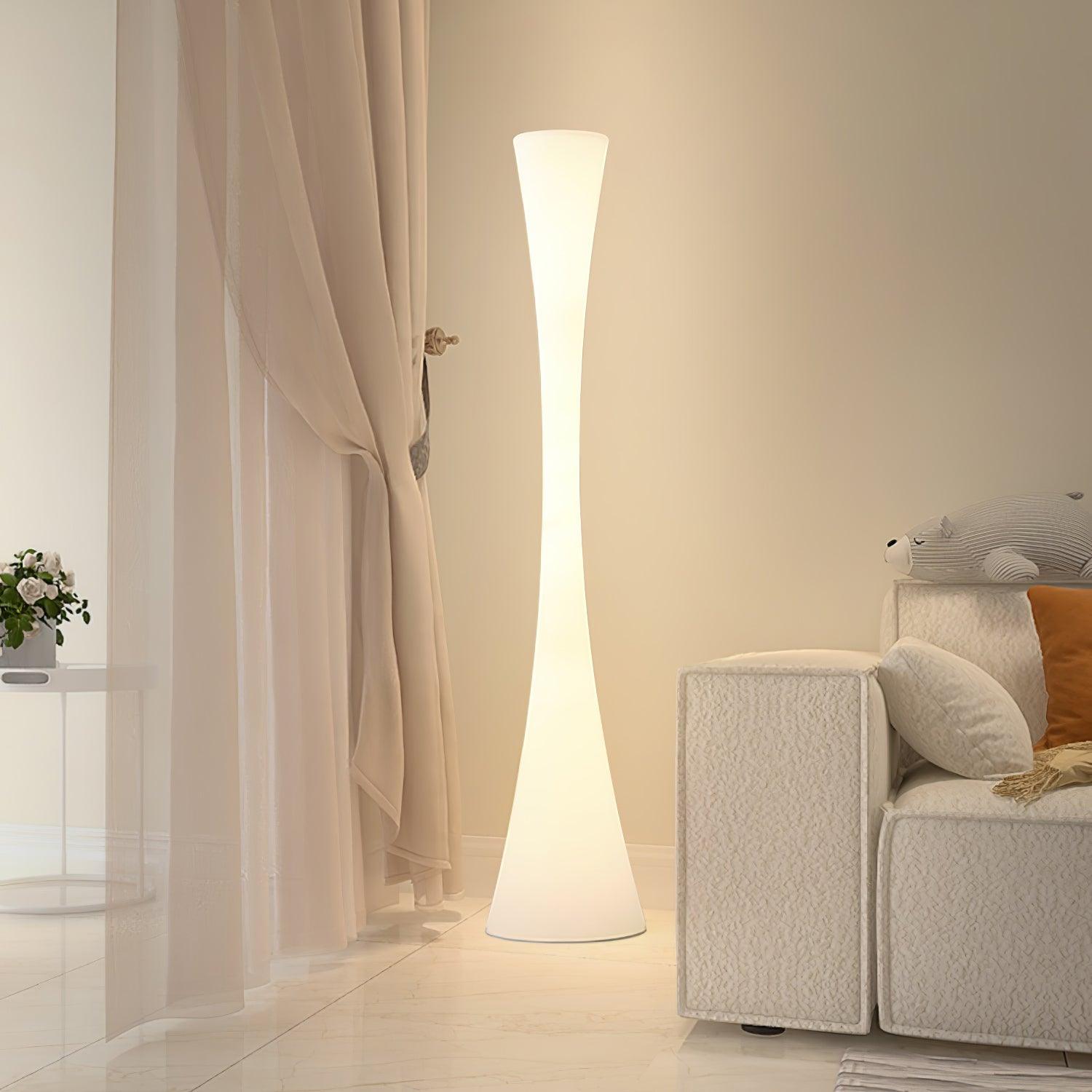 Modern Biconica Pol LED Standing Floor Lamp with Ambient Uplight in White Finish