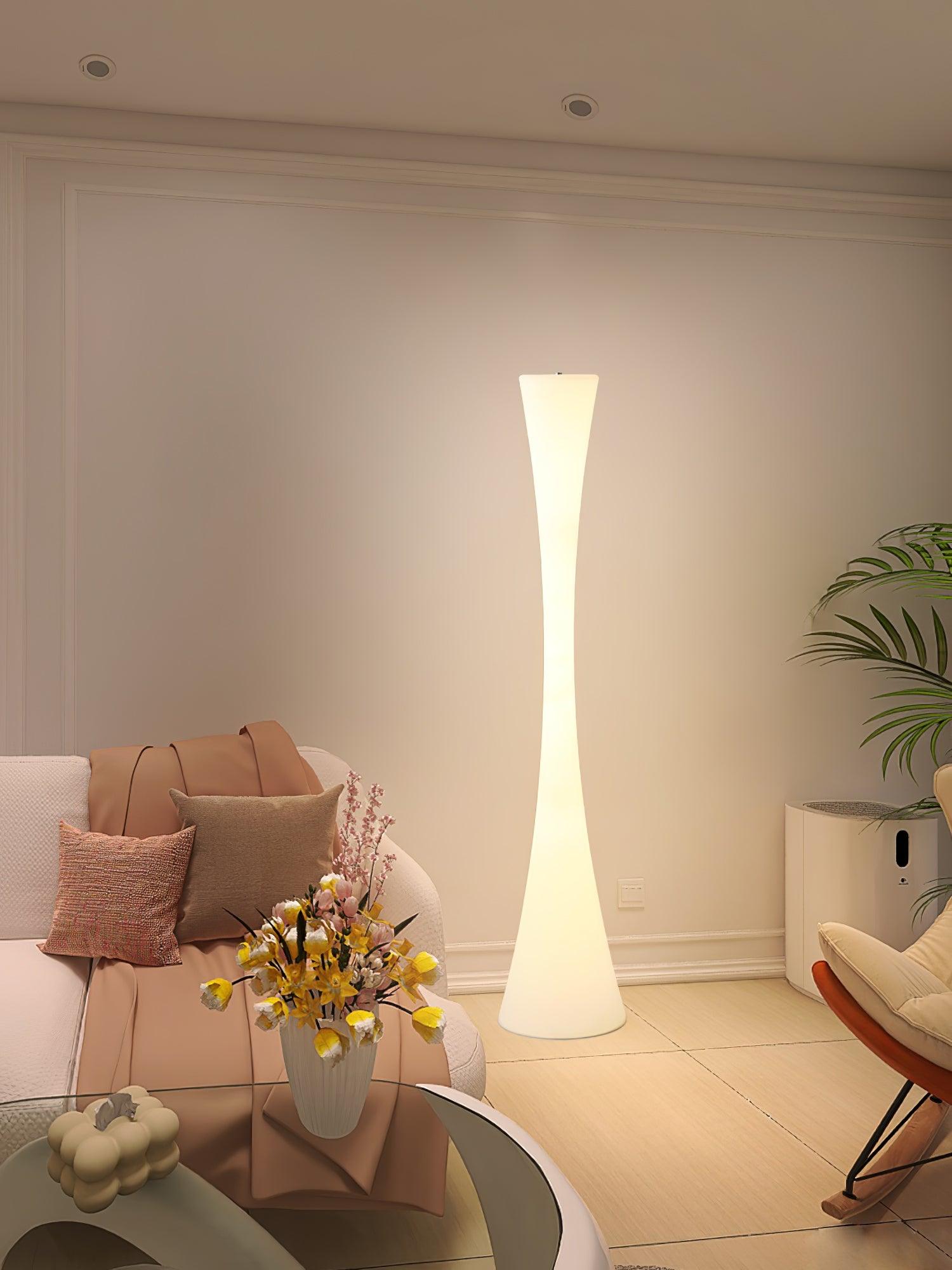Modern Biconica Pol LED Standing Floor Lamp with Ambient Uplight in White Finish