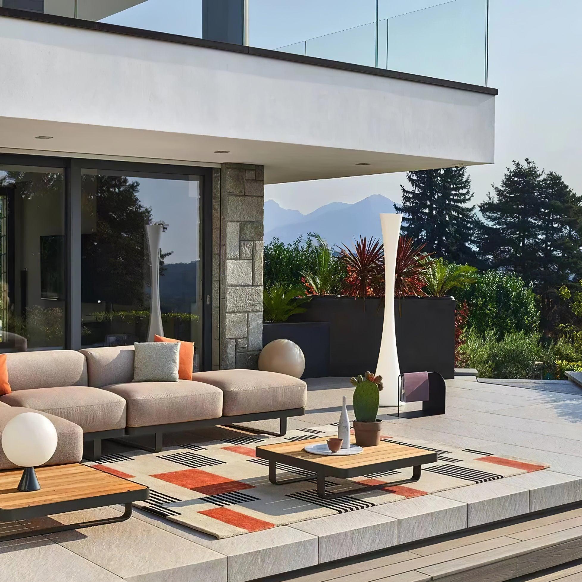 Modern Biconica Pol LED Standing Floor Lamp with Ambient Uplight in White Finish