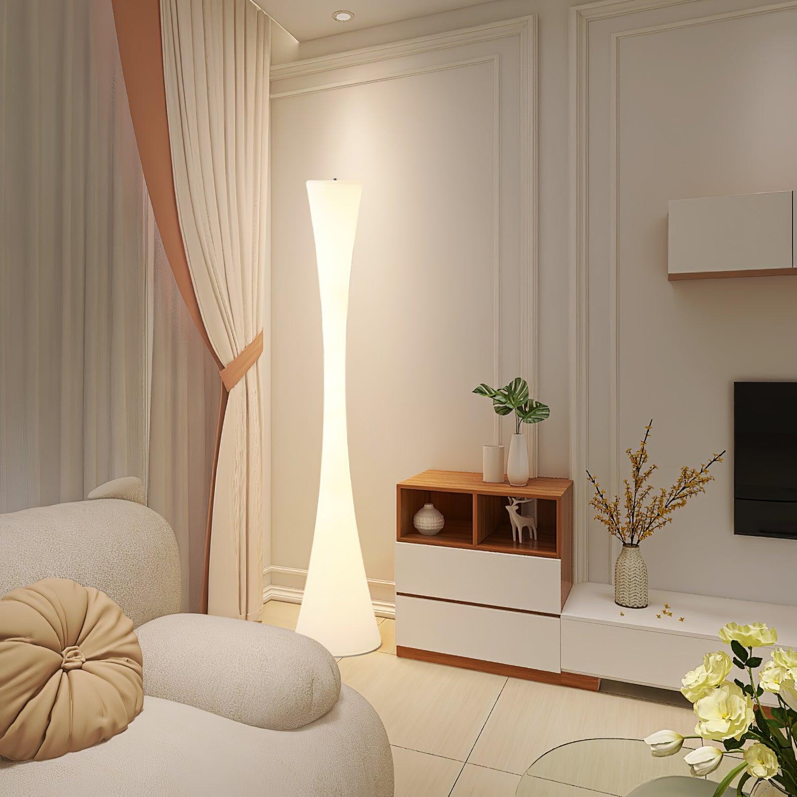Modern Biconica Pol LED Standing Floor Lamp with Ambient Uplight in White Finish