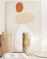 Modern Travertine Stone Bucket Floor Lamp Minimalist Uplight for Living Room