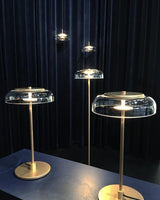 Modern Solara Brass and Glass LED Table Lamp for Living Room and Office