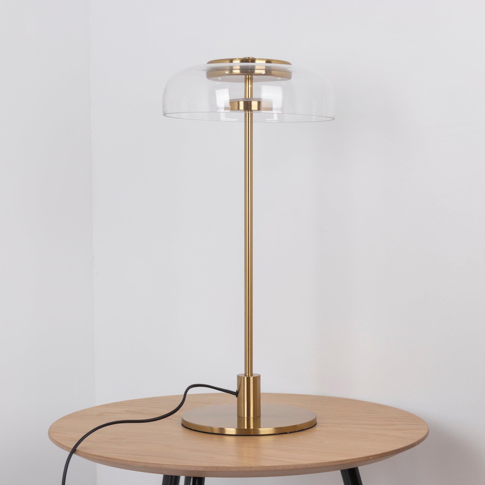 Modern Solara Brass and Glass LED Table Lamp for Living Room and Office