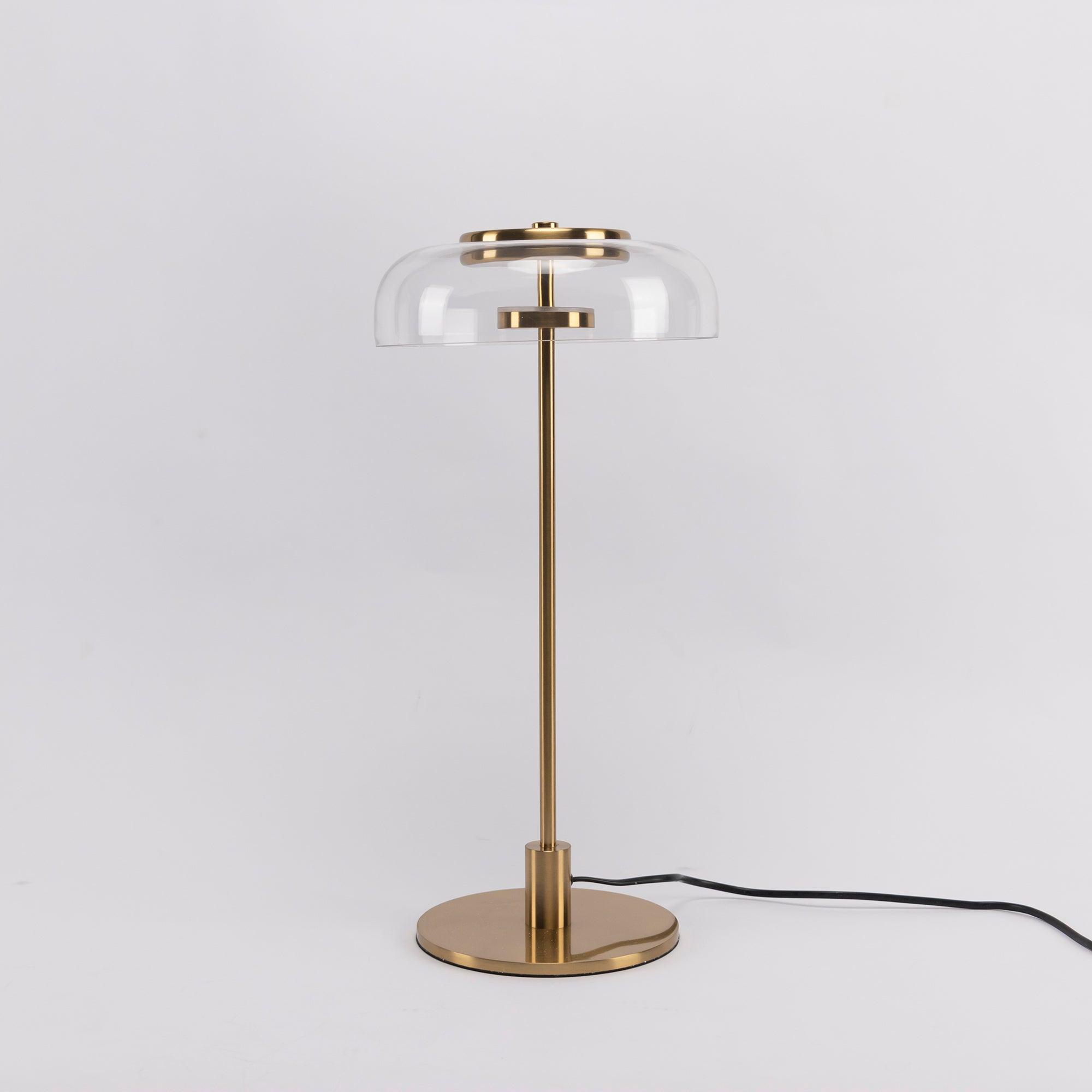 Modern Solara Brass and Glass LED Table Lamp for Living Room and Office