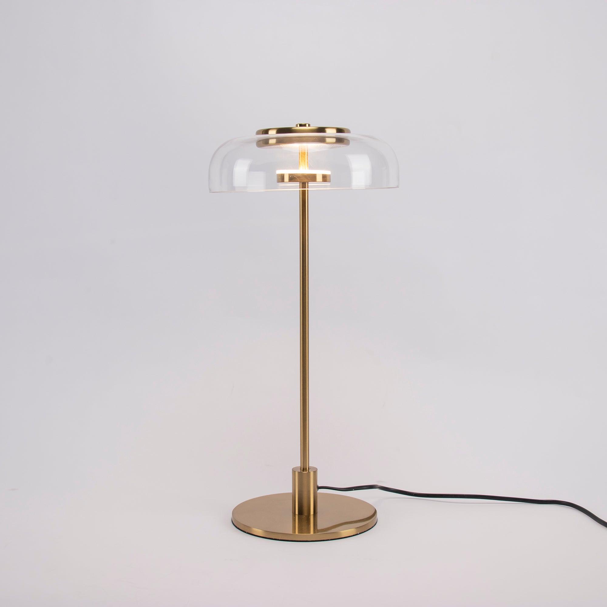 Modern Solara Brass and Glass LED Table Lamp for Living Room and Office