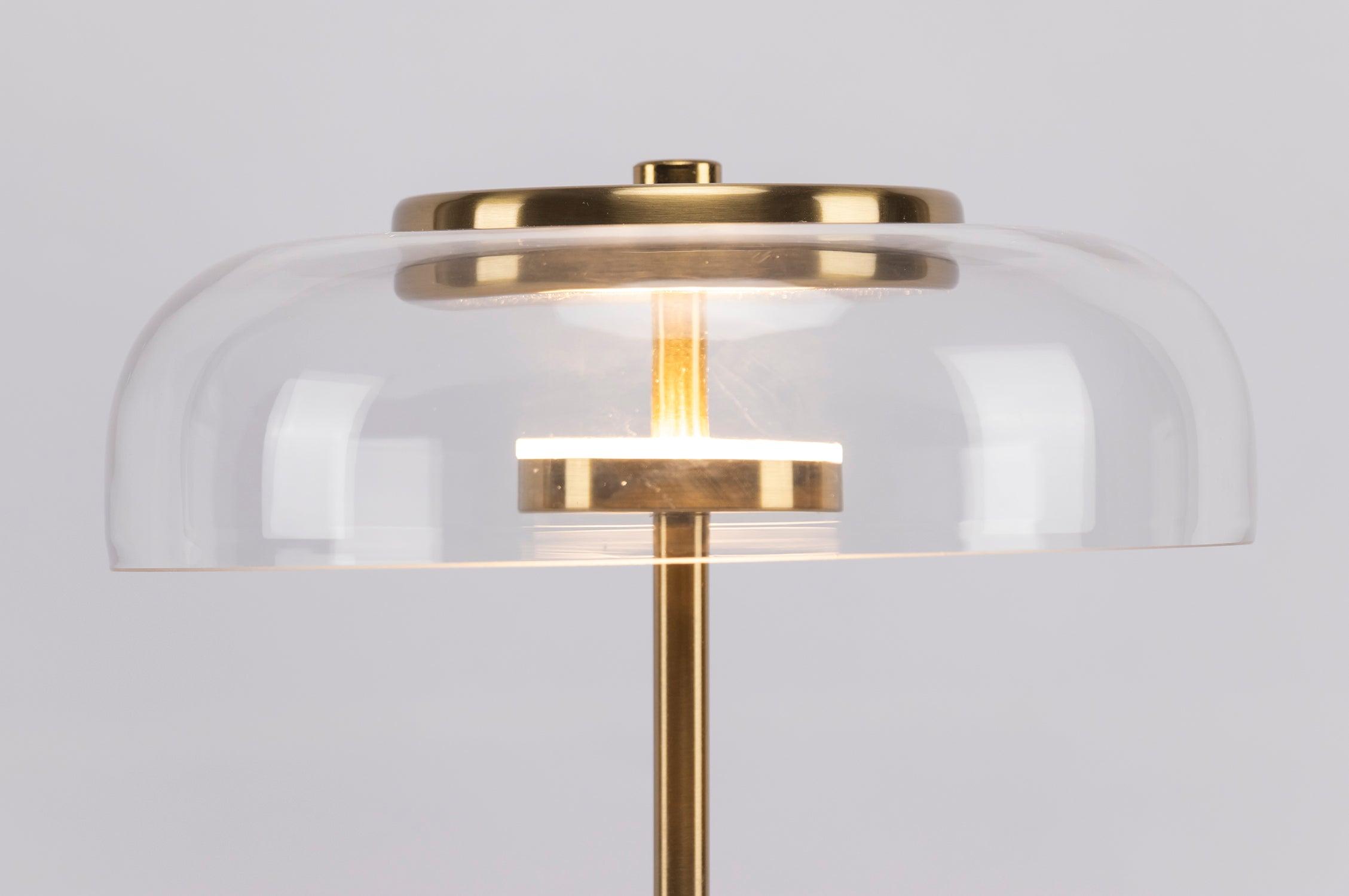 Modern Solara Brass and Glass LED Table Lamp for Living Room and Office