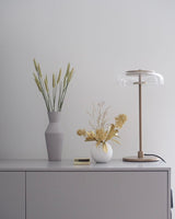 Modern Solara Brass and Glass LED Table Lamp for Living Room and Office