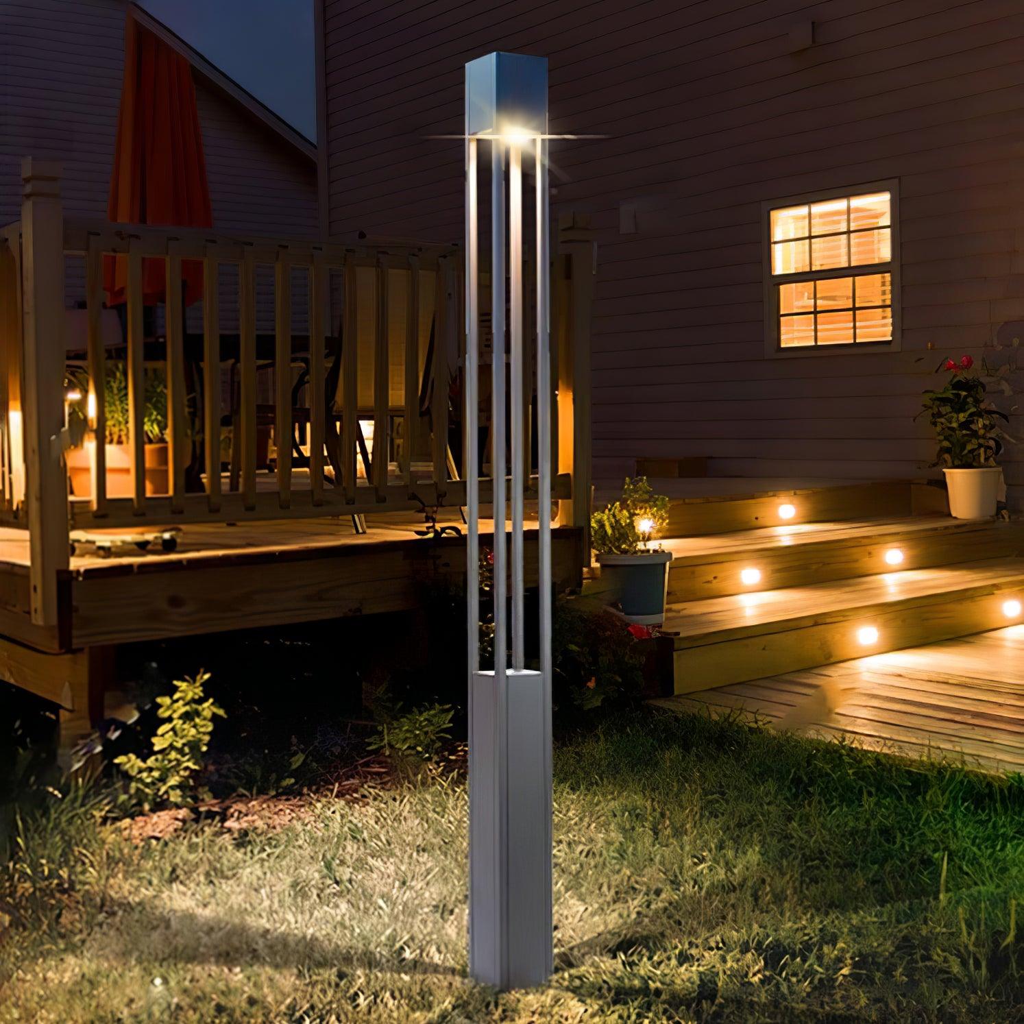Modern Geometric Outdoor LED Post Light Minimalist Landscape Garden Column Street Lamp IP65