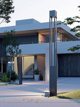 Modern Geometric Outdoor LED Post Light Minimalist Landscape Garden Column Street Lamp IP65