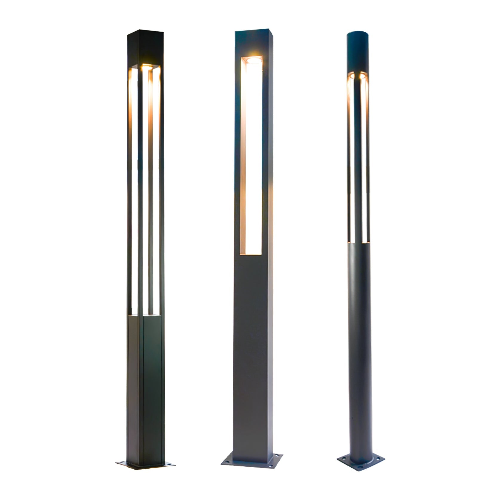 Modern Geometric Outdoor LED Post Light Minimalist Landscape Garden Column Street Lamp IP65