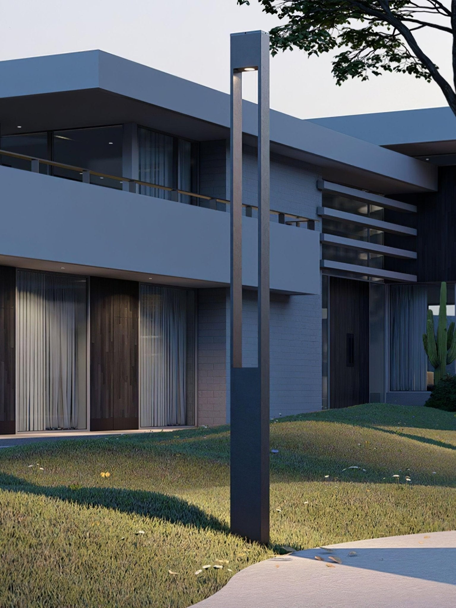Modern Geometric Outdoor LED Post Light Minimalist Landscape Garden Column Street Lamp IP65