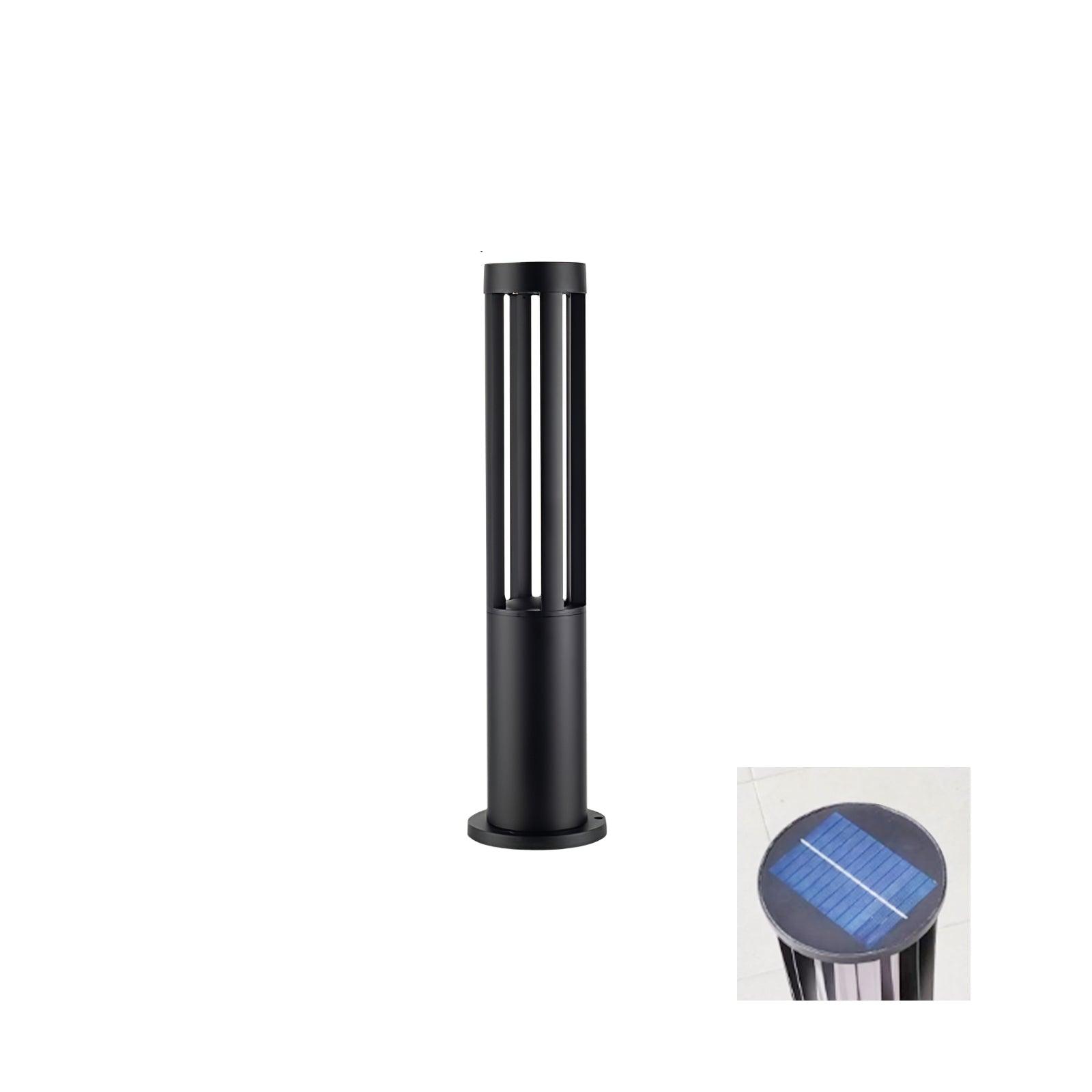 Modern Aluminum Black Cylindrical Solar Post Light Waterproof Outdoor Garden Pathway Lamp