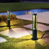 Modern Black Cylindrical LED Garden Post Light Waterproof Path Outdoor Bollard Lamp