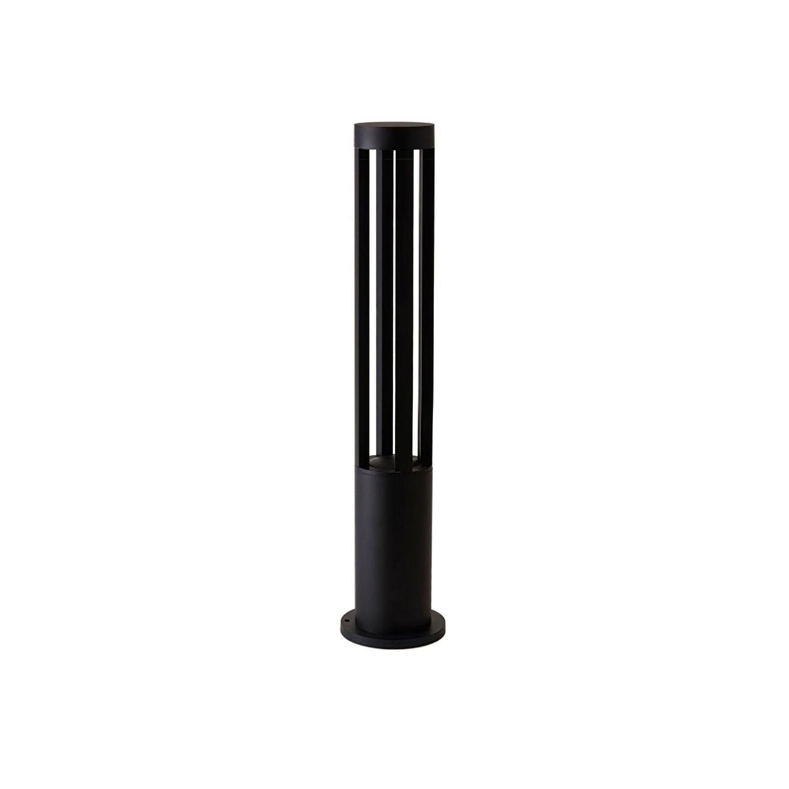 Modern Aluminum Black Cylindrical Solar Post Light Waterproof Outdoor Garden Pathway Lamp