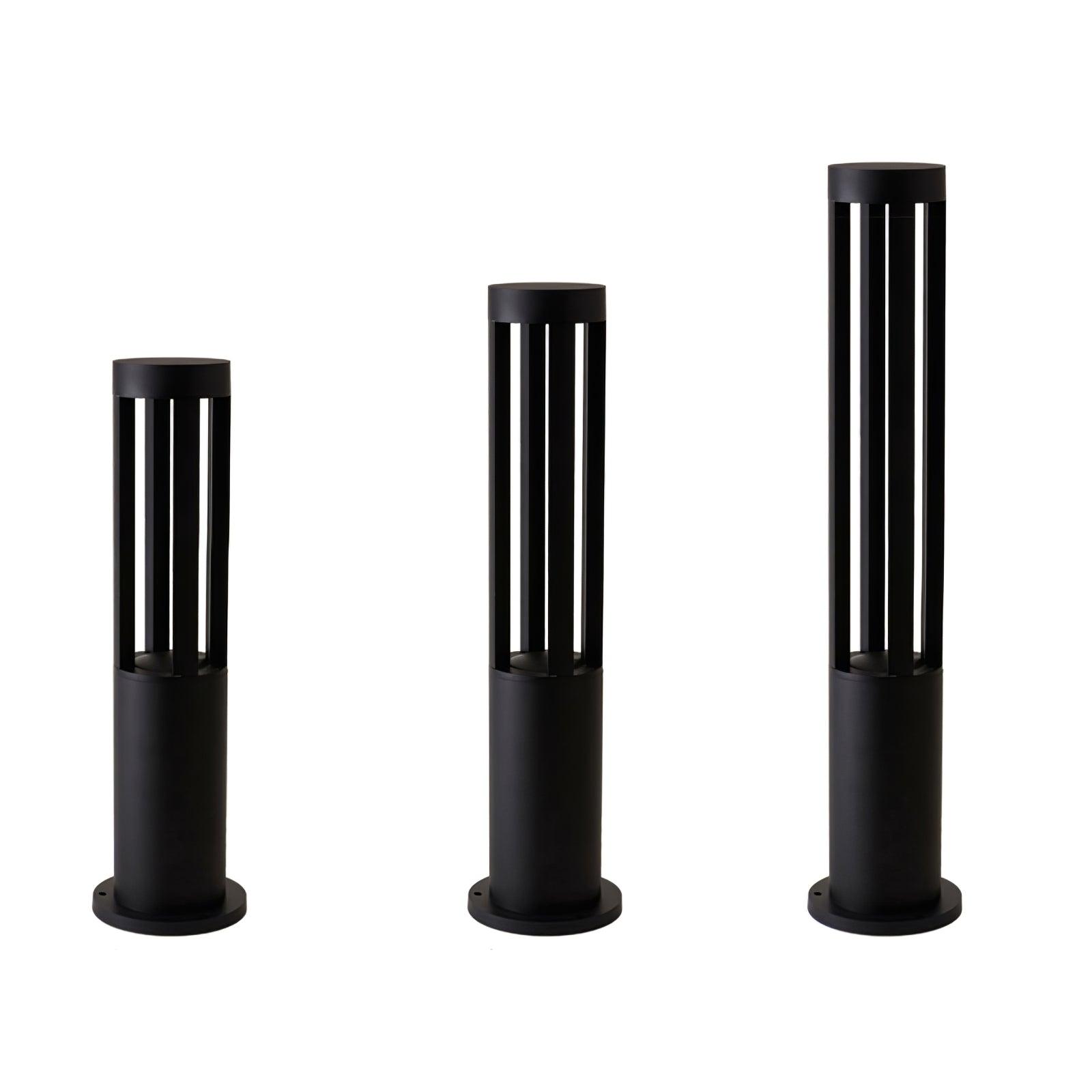 Modern Black Cylindrical LED Garden Post Light Waterproof Path Outdoor Bollard Lamp