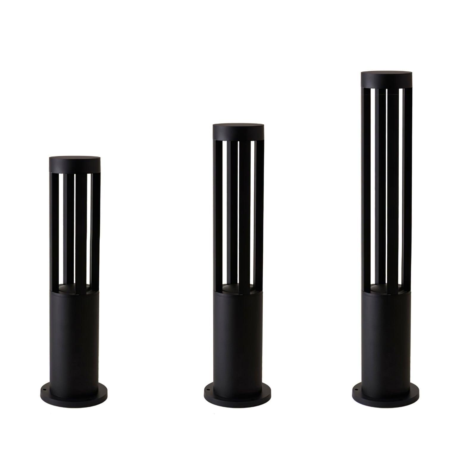 Modern Aluminum Black Cylindrical Solar Post Light Waterproof Outdoor Garden Pathway Lamp