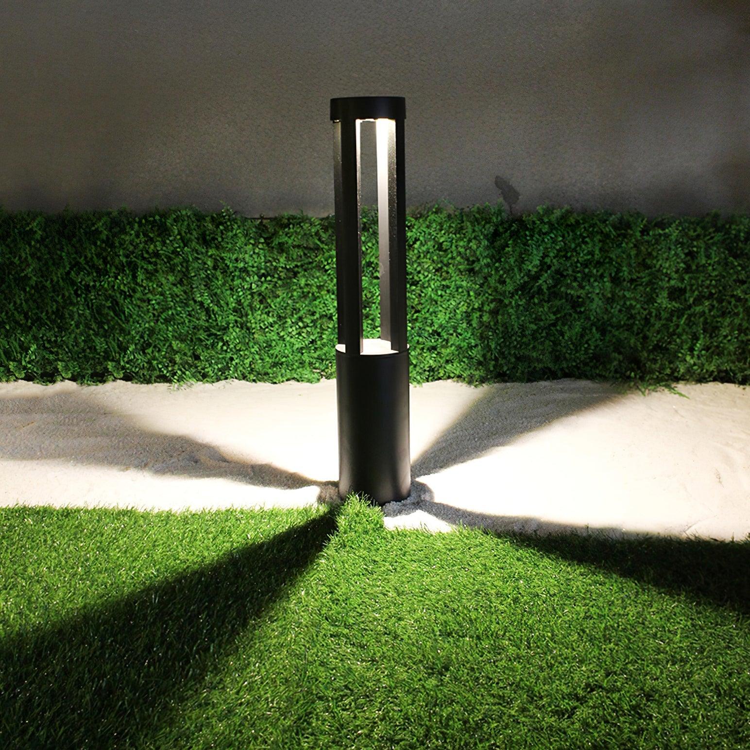 Modern Aluminum Black Cylindrical Solar Post Light Waterproof Outdoor Garden Pathway Lamp