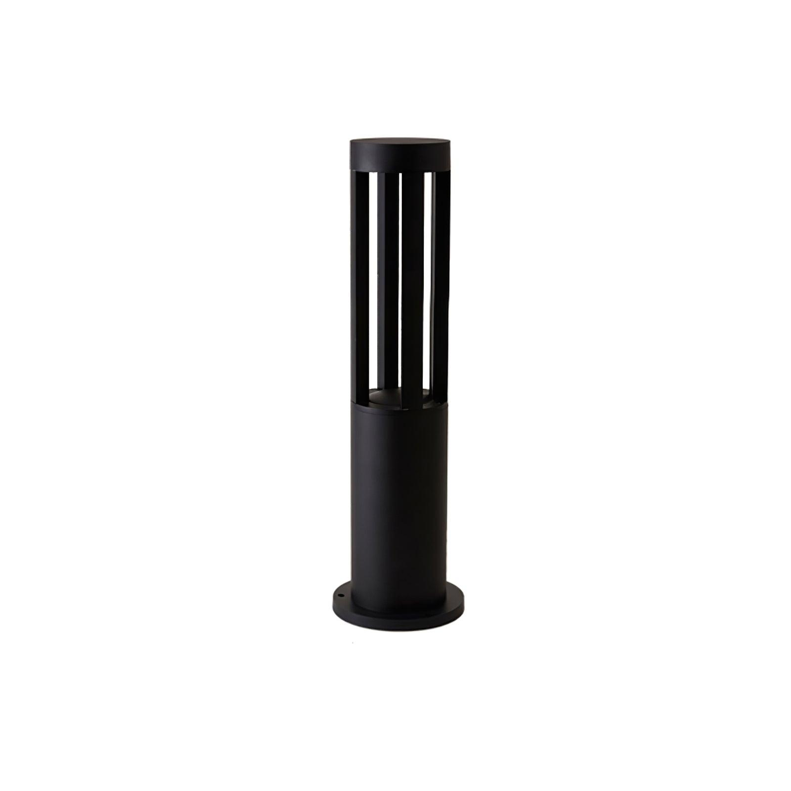 Modern Aluminum Black Cylindrical Solar Post Light Waterproof Outdoor Garden Pathway Lamp