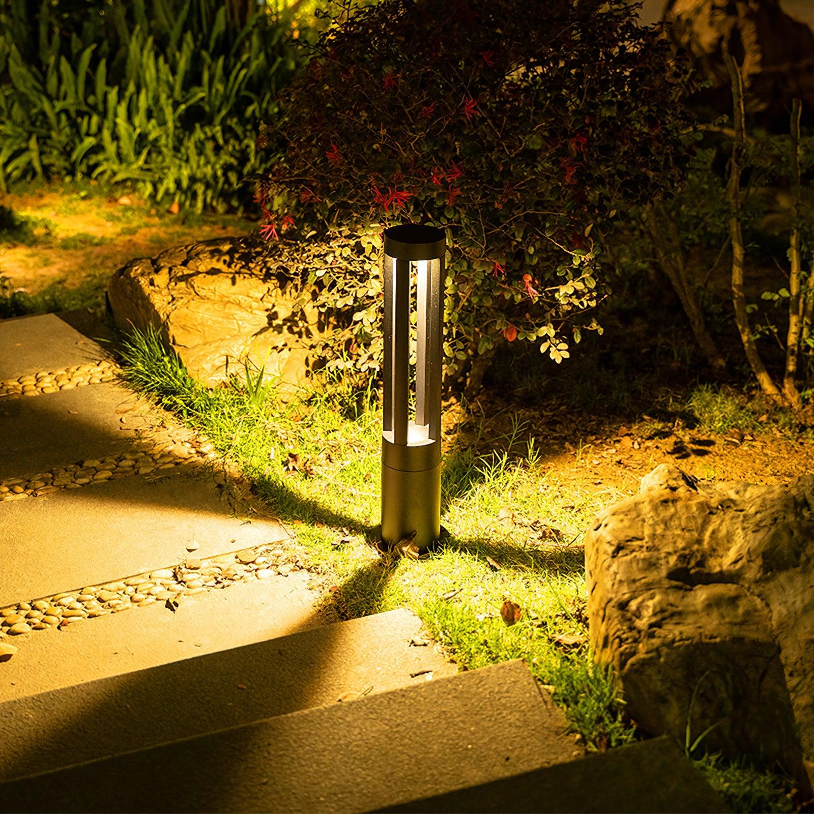 Modern Black Cylindrical LED Garden Post Light Waterproof Path Outdoor Bollard Lamp