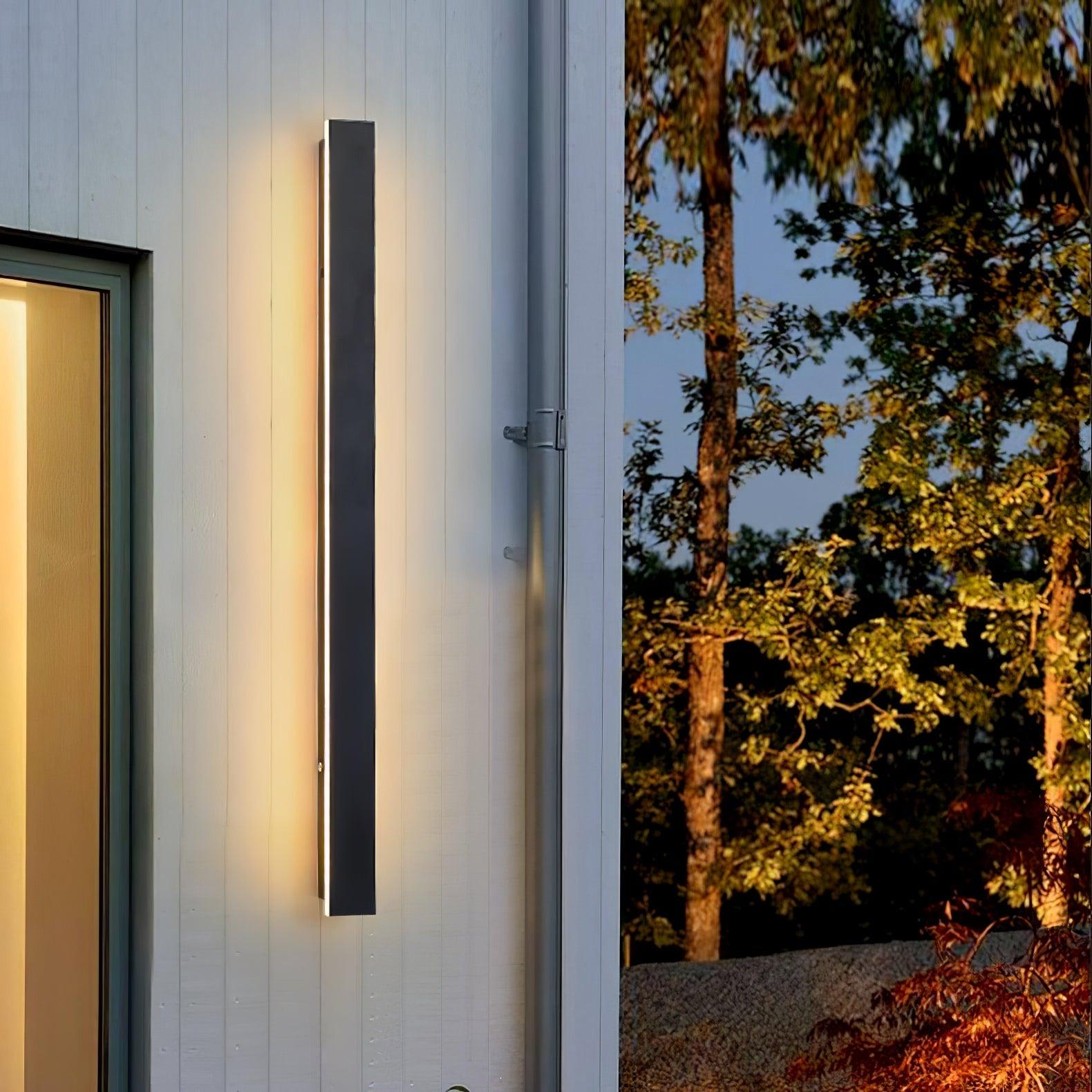 Modern Waterproof Solar Powered LED Outdoor Wall Light Long Strip Patio Sconce with Remote Control