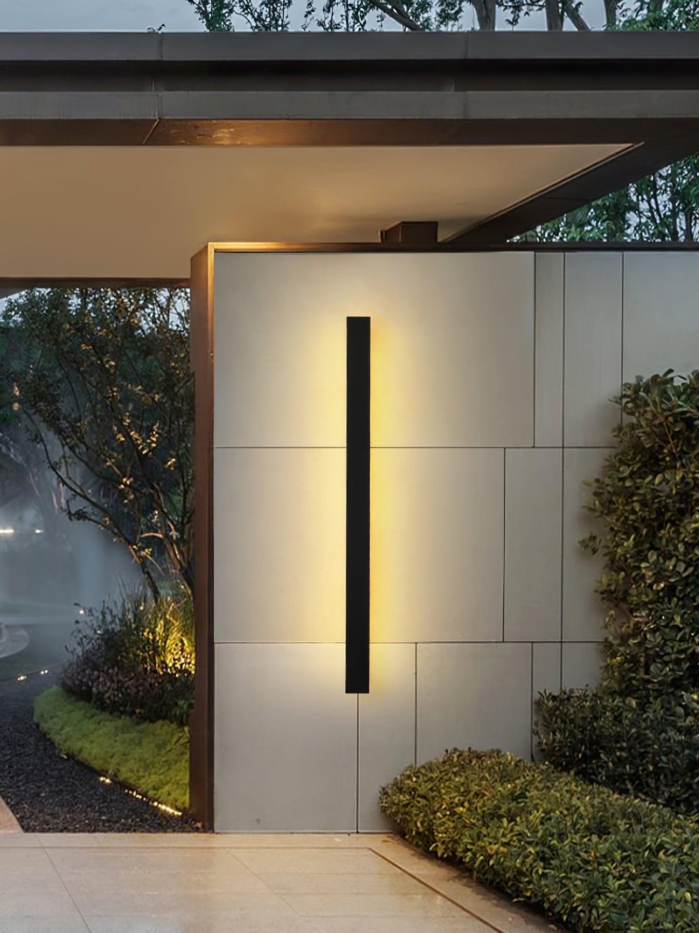 Modern Waterproof Solar Powered LED Outdoor Wall Light Long Strip Patio Sconce with Remote Control