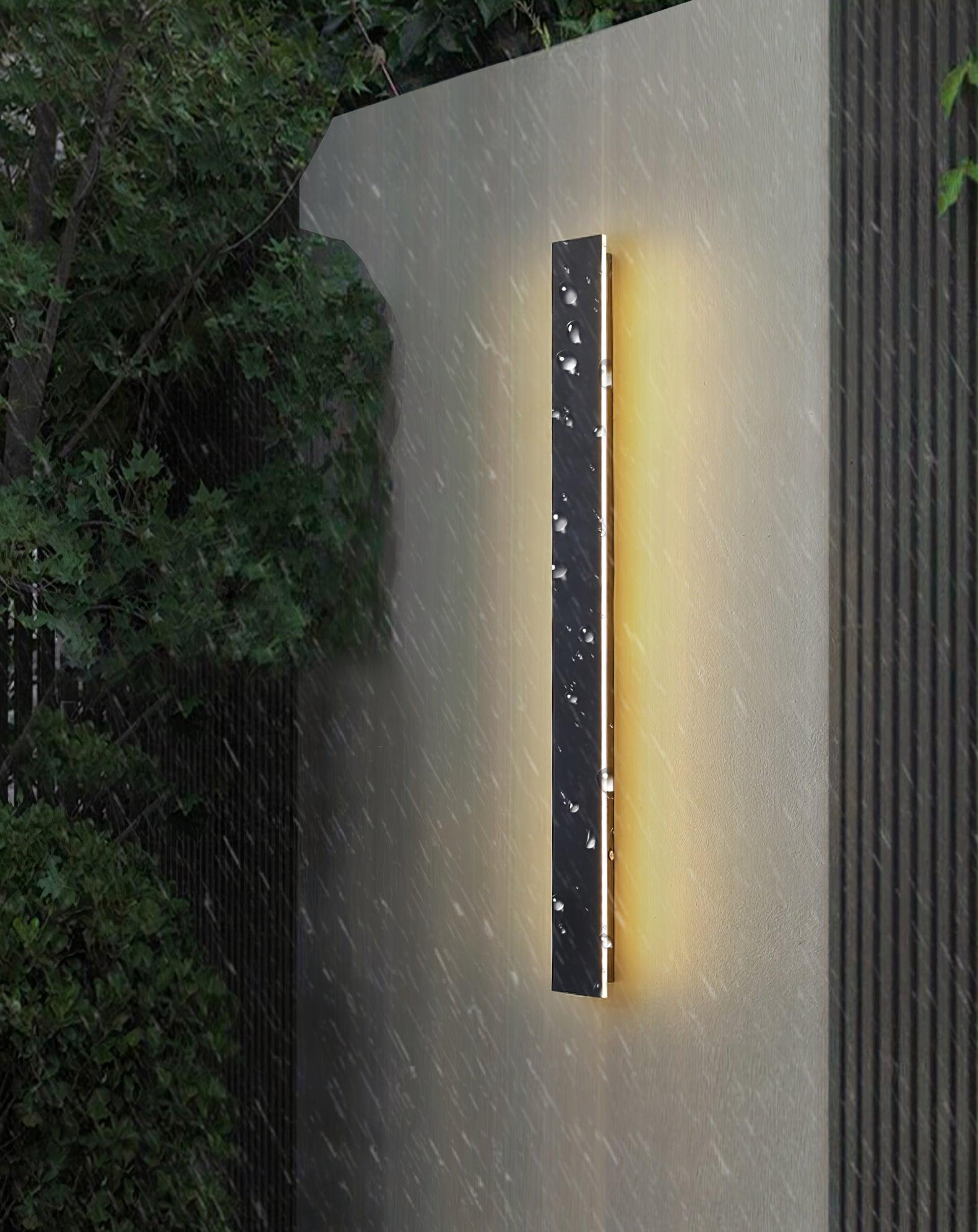 Modern Waterproof Solar Powered LED Outdoor Wall Light Long Strip Patio Sconce with Remote Control