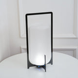 Modern Black Outdoor Portable Lantern Table Lamp with Blown Glass Shade