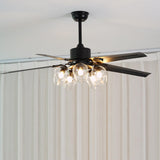 Vintage Industrial Black Ceiling Fan with Glass Globe Lighting and Three Speed Motor