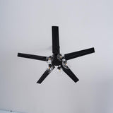 Vintage Industrial Black Ceiling Fan with Glass Globe Lighting and Three Speed Motor