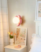elegant-floral-wall-sconce-lighting-with-glass-shade-and-natural-wood-base