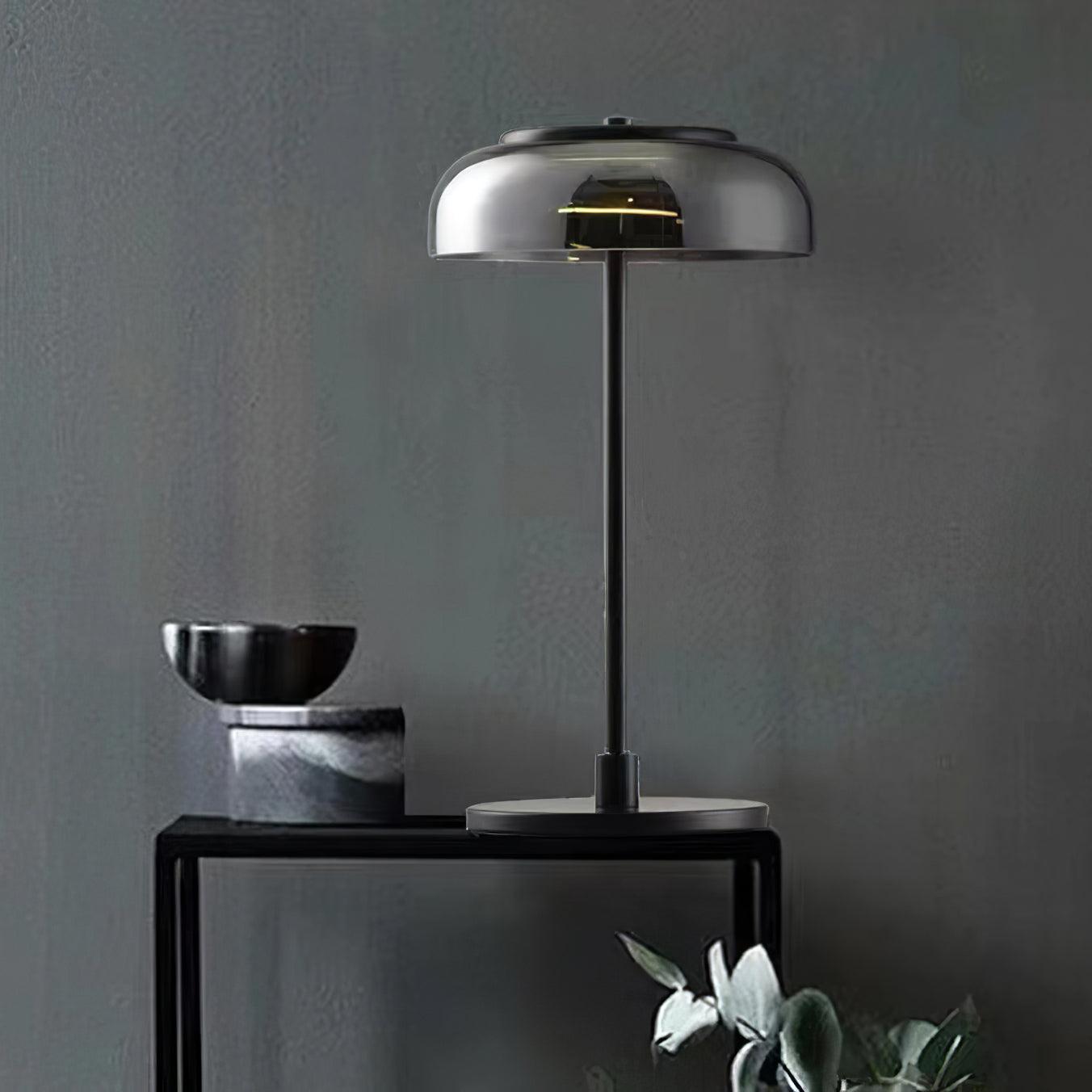 Modern Solara Brass and Glass LED Table Lamp for Living Room and Office