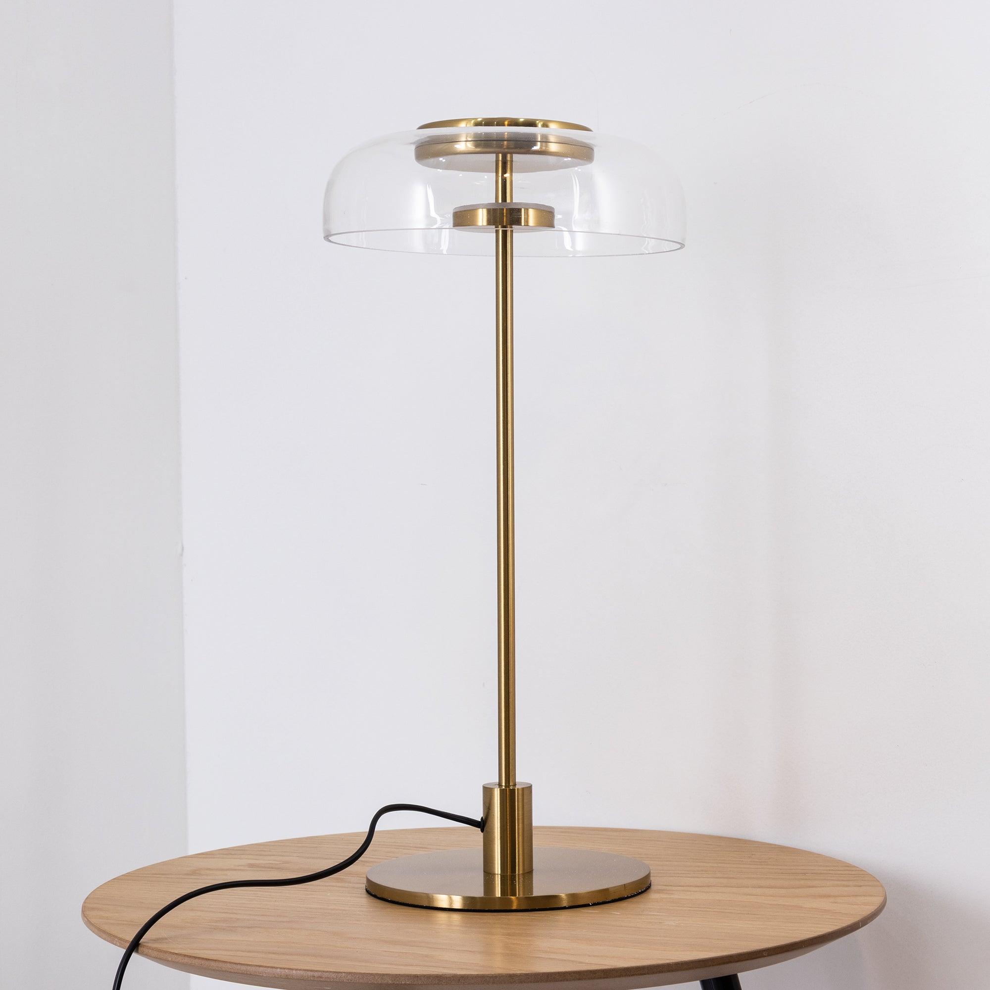 Modern Solara Brass and Glass LED Table Lamp for Living Room and Office