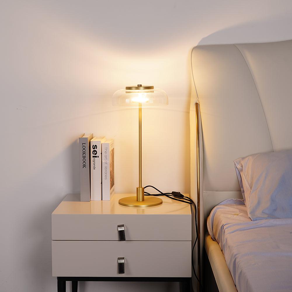 Modern Solara Brass and Glass LED Table Lamp for Living Room and Office
