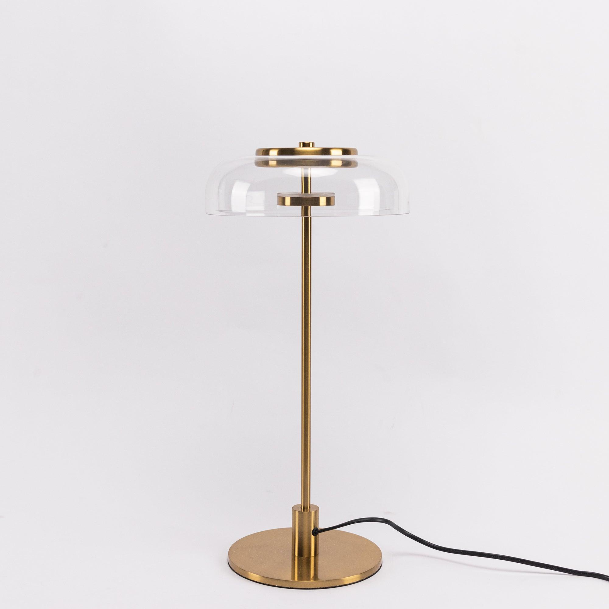 Modern Solara Brass and Glass LED Table Lamp for Living Room and Office