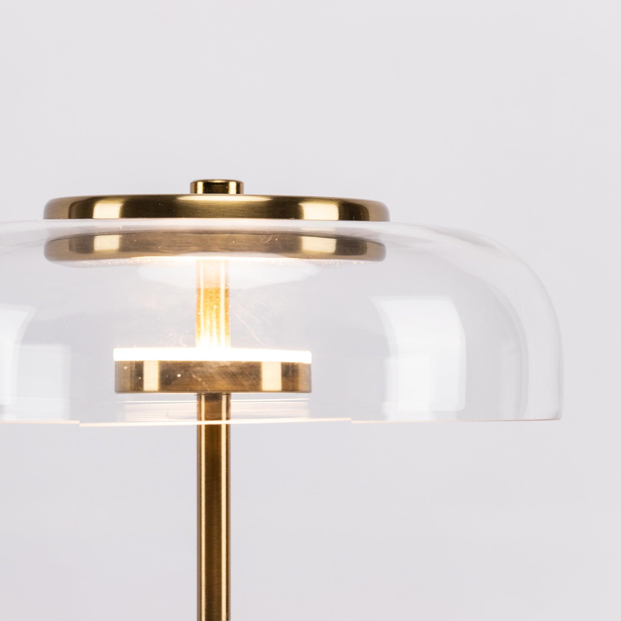 Modern Solara Brass and Glass LED Table Lamp for Living Room and Office