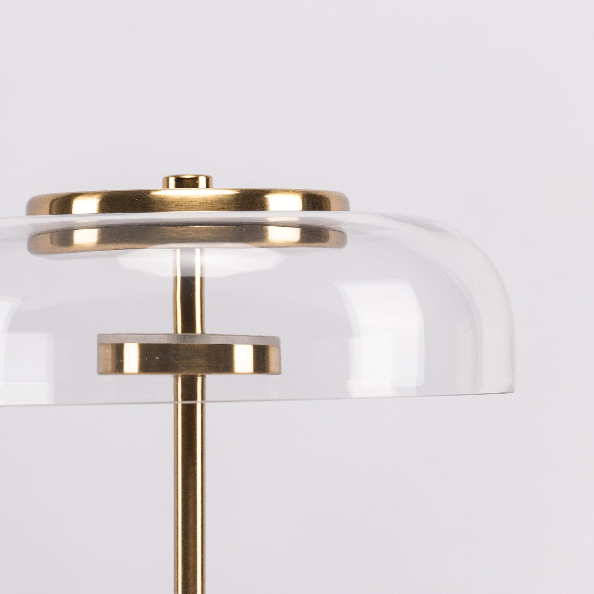 Modern Solara Brass and Glass LED Table Lamp for Living Room and Office