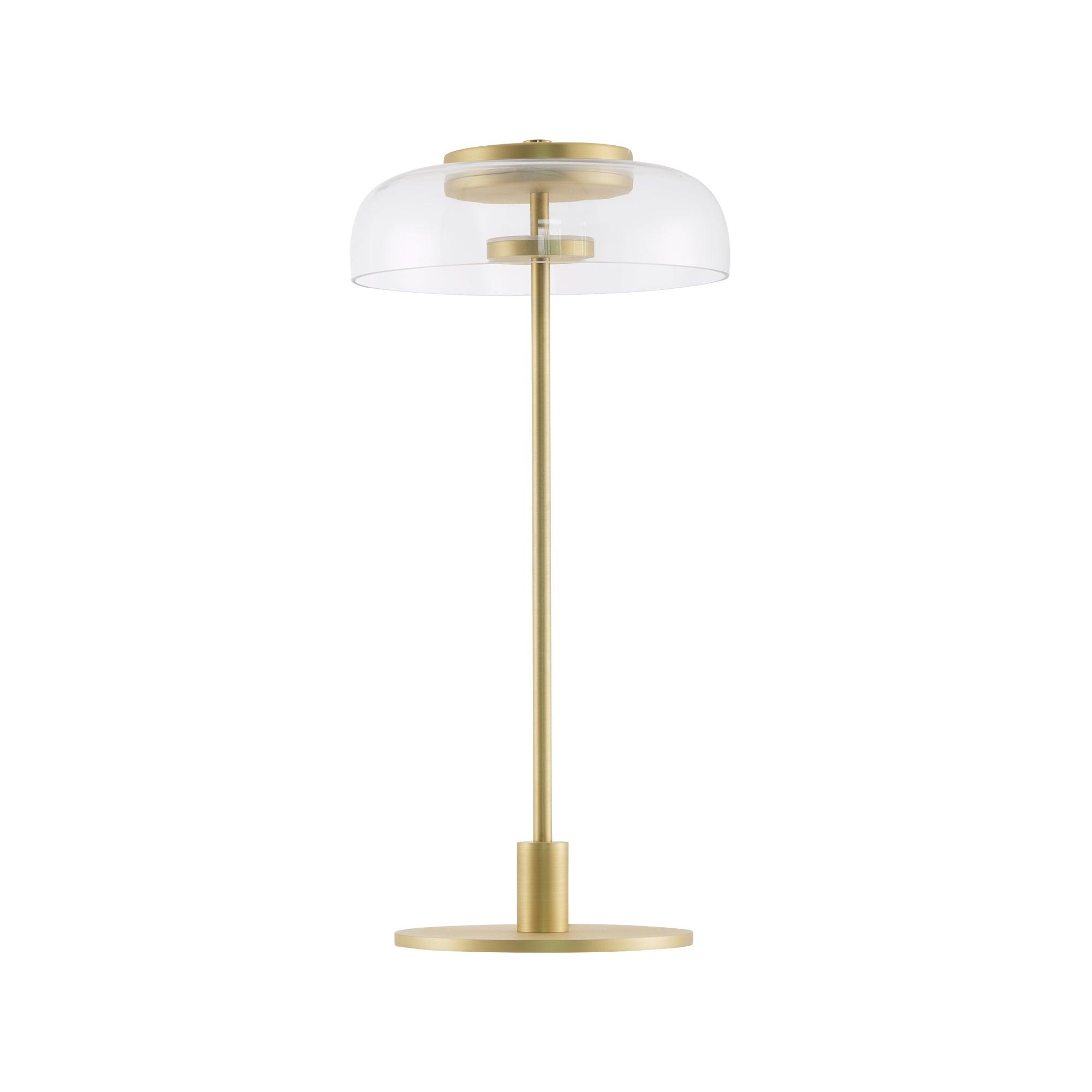 Modern Solara Brass and Glass LED Table Lamp for Living Room and Office