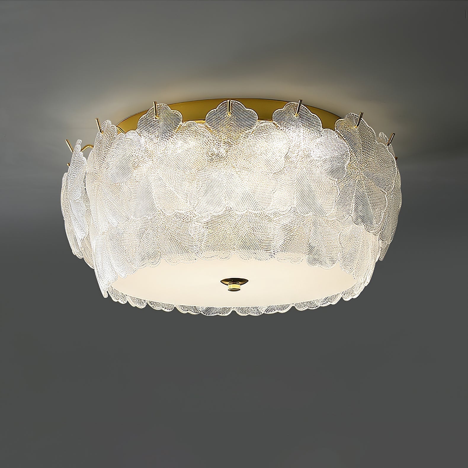 Modern Blossom Cluster Glass Ceiling Light Fixture with Gold Finish for Living Room