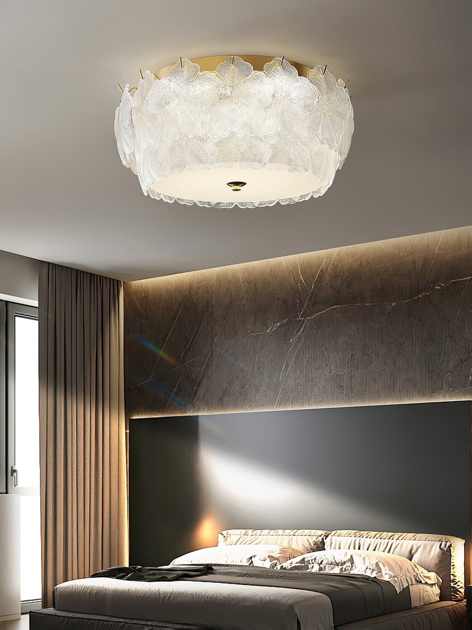 Modern Blossom Cluster Glass Ceiling Light Fixture with Gold Finish for Living Room
