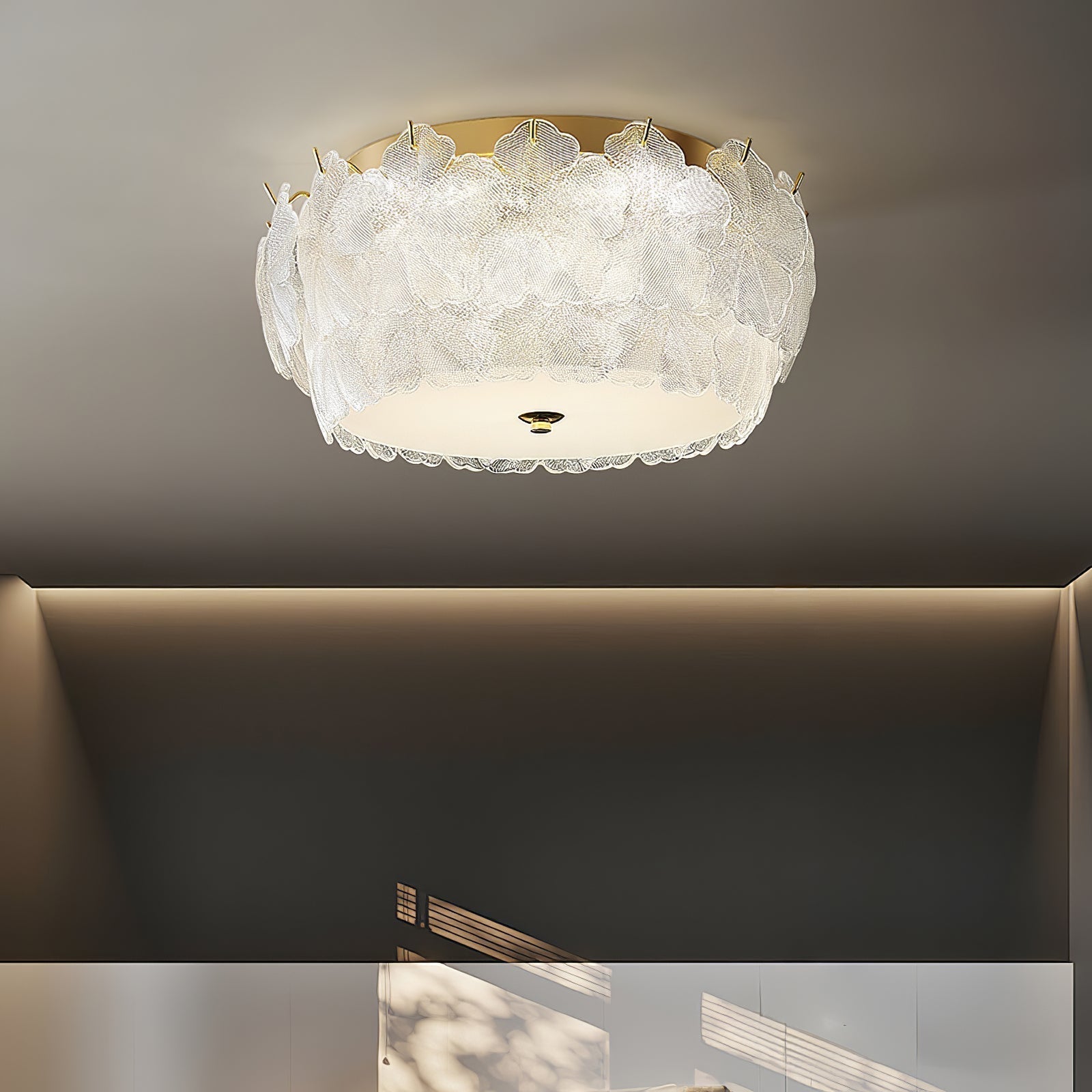 Modern Blossom Cluster Glass Ceiling Light Fixture with Gold Finish for Living Room