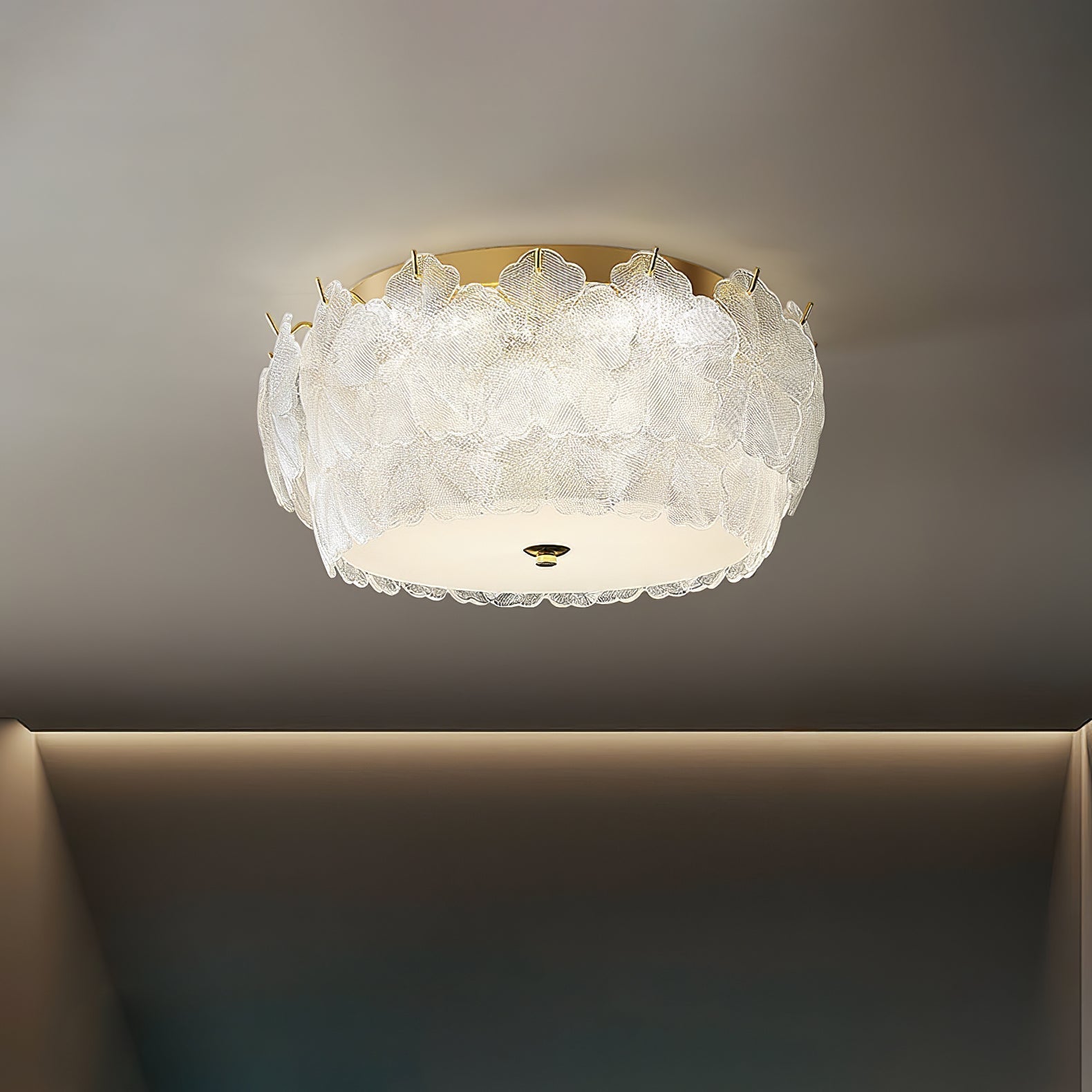 Modern Blossom Cluster Glass Ceiling Light Fixture with Gold Finish for Living Room