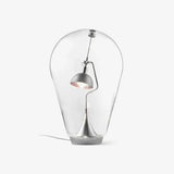 Blow Modern Glass Globe Table Lamp with Chrome Finish and Integrated LED for Nightstands